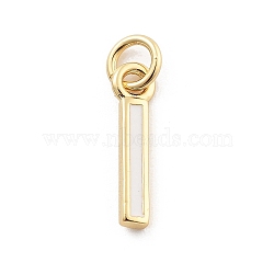 Rack Plating Brass Pendants, with Enamel and Jump Ring, Cadmium Free & Lead Free, Long-Lasting Plated, Real 18K Gold Plated, Letter, Letter I, 12x2x1mm, Hole: 2.5mm(KK-C065-05I-G)