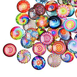 70Pcs Flatback Glass Cabochons for DIY Projects, Dome/Half Round, Mixed Color, 25x6mm(sgGGLA-SZ0001-33B)