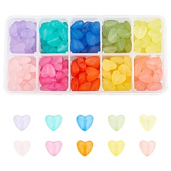 CHGCRAFT 200Pcs 10 Colors Transparent Acrylic Beads, Frosted, Heart, Mixed Color, 12x12.5x7mm, Hole: 1.6mm, 20pcs/color(FACR-CA0001-01)