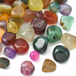 Natural Agate Beads, No Hole/Undrilled, Tumbled Stone, Vase Filler Gems, Dyed & Heated, Nuggets, 6~13mm, about 61pcs/100g(G-YW0002-06)