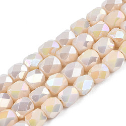 Electroplate Glass Beads Strands, AB Color Plated, Faceted, Column, PeachPuff, 5.5x5mm, Hole: 1.2mm, about 99pcs/strand, 21.85 inch(55.5cm)(X-EGLA-N002-13-A11)