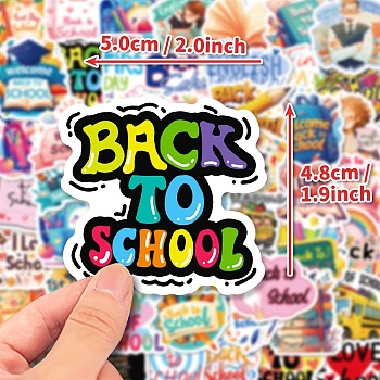 50Pcs School Paper Self-Adhesive Picture Stickers, for Water Bottles, Laptop, Luggage, Cup, Computer, Mobile Phone, Skateboard, Guitar Stickers Decor, Mixed Color, 49~57x36~50x0.1mm, 50pcs/set