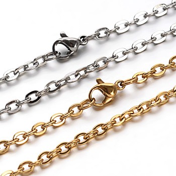 304 Stainless Steel Cable Chains Necklaces, with Lobster Clasps, Mixed Color, 23.7 inch(60.2cm)