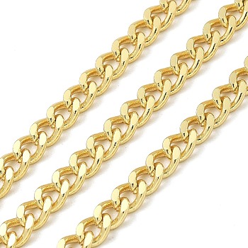 Rack Plating Brass Curb Chains, Long-Lasting Plated, Lead Free & Cadmium Free, Soldered, with Spool, Real 18K Gold Plated, 4.5x3.5x1.5mm