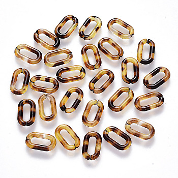 Transparent Acrylic Linking Rings, Quick Link Connectors, For Jewelry Cable Chains Making, Leopard Print Design, Oval, Goldenrod, 14x8.5x2.5mm, Inner Diameter: 9x3mm, about 3360pcs/500g