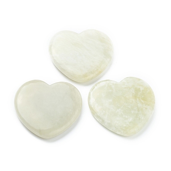Natural Xiuyan Jade Heart Love Stone, Pocket Palm Stone for Reiki Balancing, 48~50x50~51x9.5mm
