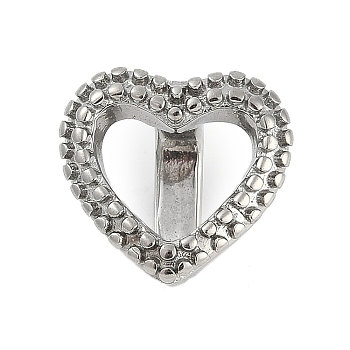 304 Stainless Steel Slider Charms, Heart, Stainless Steel Color, 18x19x12.5mm, Hole: 11x7mm