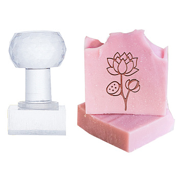 Clear Acrylic Soap Stamps with Small Handles, DIY Soap Molds Supplies, Lotus, 51x24x38mm, Pattern: 35x21mm