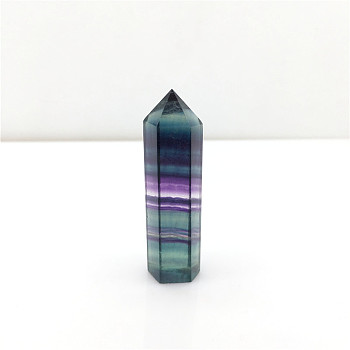 Point Tower Natural Fluorite Home Display Decoration, Healing Stone Wands, for Reiki Chakra Meditation Therapy Decos, Hexagon Prism, 80~90mm