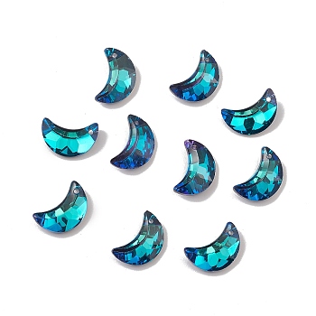 Electroplate Transparent Glass Pendants, Back Plated, Faceted, Crescent Moon Charms, Black, 20x13x6mm, Hole: 1.2mm