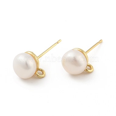 Real 18K Gold Plated Round Brass Stud Earring Findings