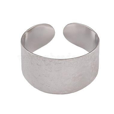 304 Stainless Steel Textured Open Cuff Rings for Women(RJEW-G285-67P)-2