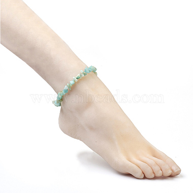 Natural Flower Amazonite Chip Beads Anklets(AJEW-AN00229-08)-4