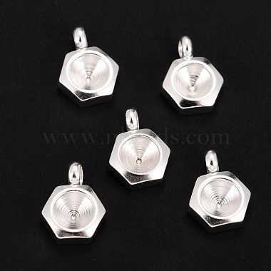 Silver Hexagon 304 Stainless Steel Charms