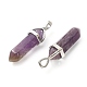 2Pcs Natural Amethyst Double Terminated Pointed Pendants(G-YW0002-05B)-1
