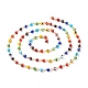 Handmade Evil Eye Lampwork Round Beads Link Chains(AJEW-JB01009)-1