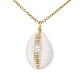 Natural Shell Pendant Necklace with 304 Stainless Cable Chains(NJEW-JN04471)-1