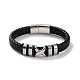 bracelets pour hommes en cordon de cuir pu noir tressé(BJEW-K243-23P)-1