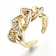 Brass Micro Pave Clear Cubic Zirconia Cuff Rings(RJEW-S045-035G-NR)-1