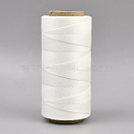 Wax Polyester Sewing Thread for Leather Sewing, White, 0.8mm, about 284.34 Yards(260m)/Roll(DIY-WH0622-747A)