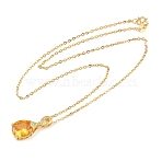 Oval Brass Topaz Moissanite Pendant Necklaces, Golden, 15.75 inch(40cm)(WG6A185-01)