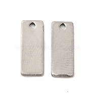 201 Stainless Steel Charms, Rectangle Charm, Stainless Steel Color, 13x5x0.5mm, Hole: 1.2mm(STAS-P320-24P)