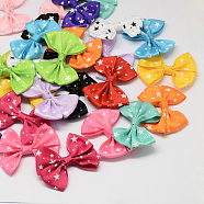 Handmade Woven Costume Accessories, Star Printed Grosgrain Bowknot, Mixed Color, 56x43x8mm, about 200pcs/bag(WOVE-R082-M)