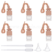 Glass Pendant Decorations, Empty Perfume Bottle, with Wooden Lid and Cotton Rope, Mini Transparent Plastic Funnel Hopper and Disposable Transfer Pipettes, Clear, 14pcs/box(HJEW-PH0001-07)