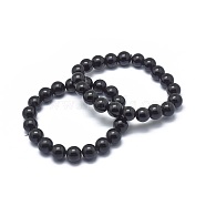 Synthetic Black Stone Bead Stretch Bracelets, Round, 2 inch~2-1/8 inch(5.2~5.5cm), Bead: 10mm(BJEW-K212-C-032)