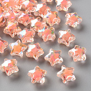 Transparent Acrylic Beads, Bead in Bead, AB Color, Faceted, Star, Salmon, 10.5x11x7mm, Hole: 2mm, about 1280pcs/500g(TACR-S152-01B-SS2109)