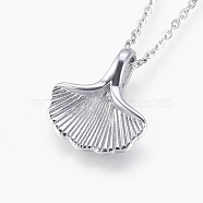 304 Stainless Steel Pendant  Necklaces, Ginkgo Leaf, Stainless Steel Color, 18.03 inch(45.8cm), 1.5mm(NJEW-P224-25P)