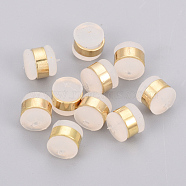 Brass Rubber Ear Nuts, Earring Backs, Nickel Free, Real 18K Gold Plated, 5.5x5.5mm, Hole: 0.5mm(KK-T025-41G)