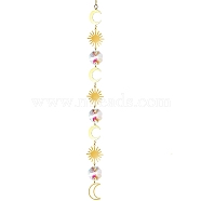 Glass & Brass Pendant Decorations, Hanging Suncatchers, for Home Decoration, Sun Pattern, 450~480mm(HJEW-PW0002-05B)