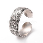Bohemia Tibetan Style Alloy Thick Open Cuff Bangle for Women, Round Pattern, Inner Diameter: 2-3/8 inch(5.9cm), Wide: 25mm(BJEW-E002-01AS-02)