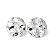 304 Stainless Steel Sun with Moon Stud Earrings for Women, Stainless Steel Color, 20.5x20mm, Pin: 0.7mm(EJEW-F300-06P)
