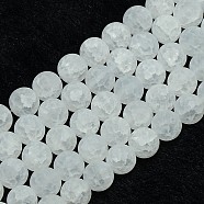 Synthetic Frosted Crackle Quartz Round Beads Strands, Clear, 8mm, Hole: 1mm, about 50pcs/strand, 16 inch(X-G-L155-8mm-06)