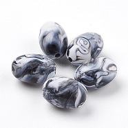 Acrylic Beads, Imitation Gemstone Style, Oval, Black, 17x11.5~12mm, Hole: 2mm, about 330pcs/500g(MACR-E025-32C-12x17mm)