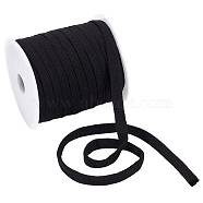 25M Flat Cotton Hollow Cord, Waist Cap Rope, for Clothing, with 1Pc Plastic Empty Spools, Black, 8mm, about 27.34 Yards(25m)/Roll(FIND-BC0004-16A)