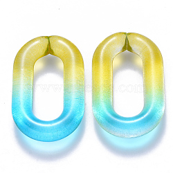 Two Tone Transparent Acrylic Linking Rings, Quick Link Connectors, for Cable Chains Making, Oval, Light Sky Blue, 39x23.5x7mm, Inner Diameter: 25x10mm(OACR-S036-006B-N02)