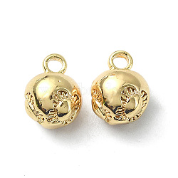 Brass Charms, Round Charm, Real 18K Gold Plated, 8x6x6mm, Hole: 1.5mm(KK-B072-27G)