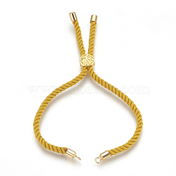 Cotton Cord Bracelet Making, with Brass Findings, Flat Round with Tree of Life, Real 18K Gold Plated, Gold, 8-5/8 inch(22cm), Hole: 2mm(KK-F758-03I-G)
