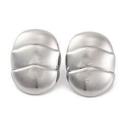 Non-Tarnish 304 Stainless Steel Stud Earrings for Women, Oval, Stainless Steel Color, 25.5x19.5mm(EJEW-N054-22P)