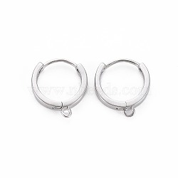 Brass Huggie Hoop Earring Findings, for Jewelry Making, Nickel Free, Real Platinum Plated, 17x15x3mm, Hole: 1.2mm, Pin: 1mm(KK-S364-158)
