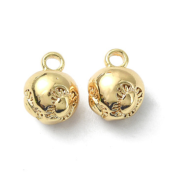 Brass Charms, Round Charm, Real 18K Gold Plated, 8x6x6mm, Hole: 1.5mm