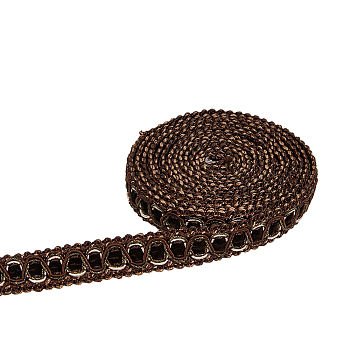 Polyester Braided Lace Trim, Garment Curtain Accessories, Coconut Brown, 3/4 inch(20mm), about 13.67 Yards(12.5m)/Card