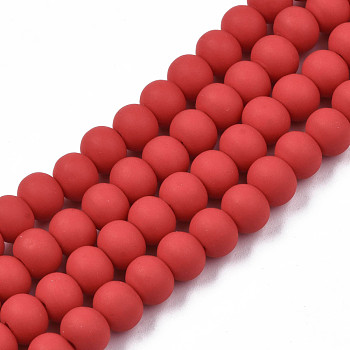 Handmade Polymer Clay Beads Strands, for DIY Jewelry Crafts Supplies, Round, Dark Red, 7x5.5mm, Hole: 1.6mm, about 69pcs/strand, 15.75 inch~16.14 inch(40~41cm)