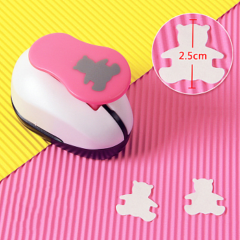 Plastic Paper Craft Hole Punches, Paper Puncher for DIY Paper Cutter Crafts & Scrapbooking, Random Color, Bear Pattern, 70x40x60mm