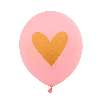 Round with Gold Tone Heart Latex Valentine's Day Theme Balloons, for Party Festival Home Decorations, Pink, 304.8mm, about 100pcs/bag
