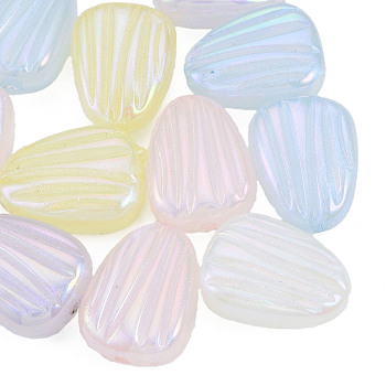 Rainbow Iridescent Plating Acrylic Beads, Glitter Beads, Teardrop, Mixed Color, 24.5x18x9mm, Hole: 2mm