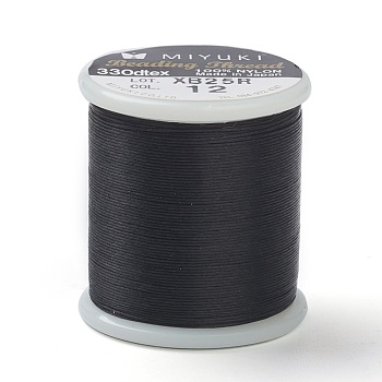 MIYUKI Beading Nylon Thread B, 330 DTEX/0.203mm/0.008", for Seed Beads, #12, Black, 0.16mm, 55 yards(50 meters)/roll